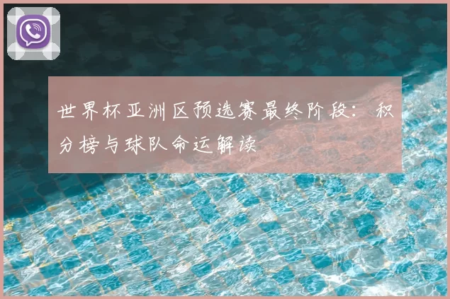 世界杯亚洲区预选赛最终阶段：积分榜与球队命运解读